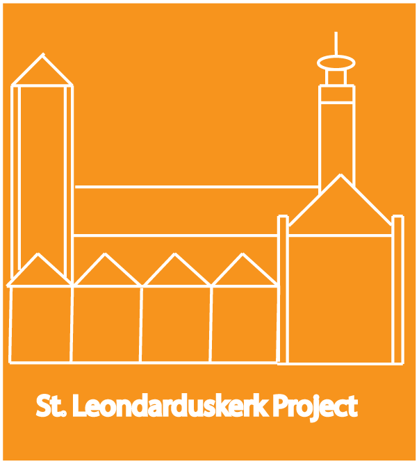 Orange and White Line Drawing Logo for the Leondarduskerk Project