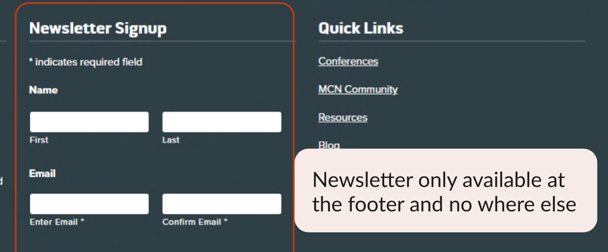 Screenshot of results of site review showing conference information